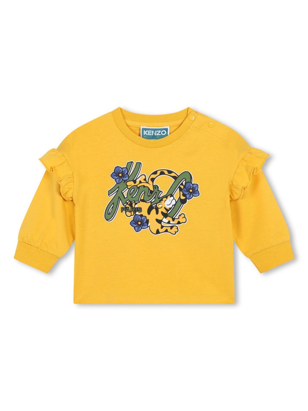 Kenzo Kids logo印花棉T恤 - 黄色