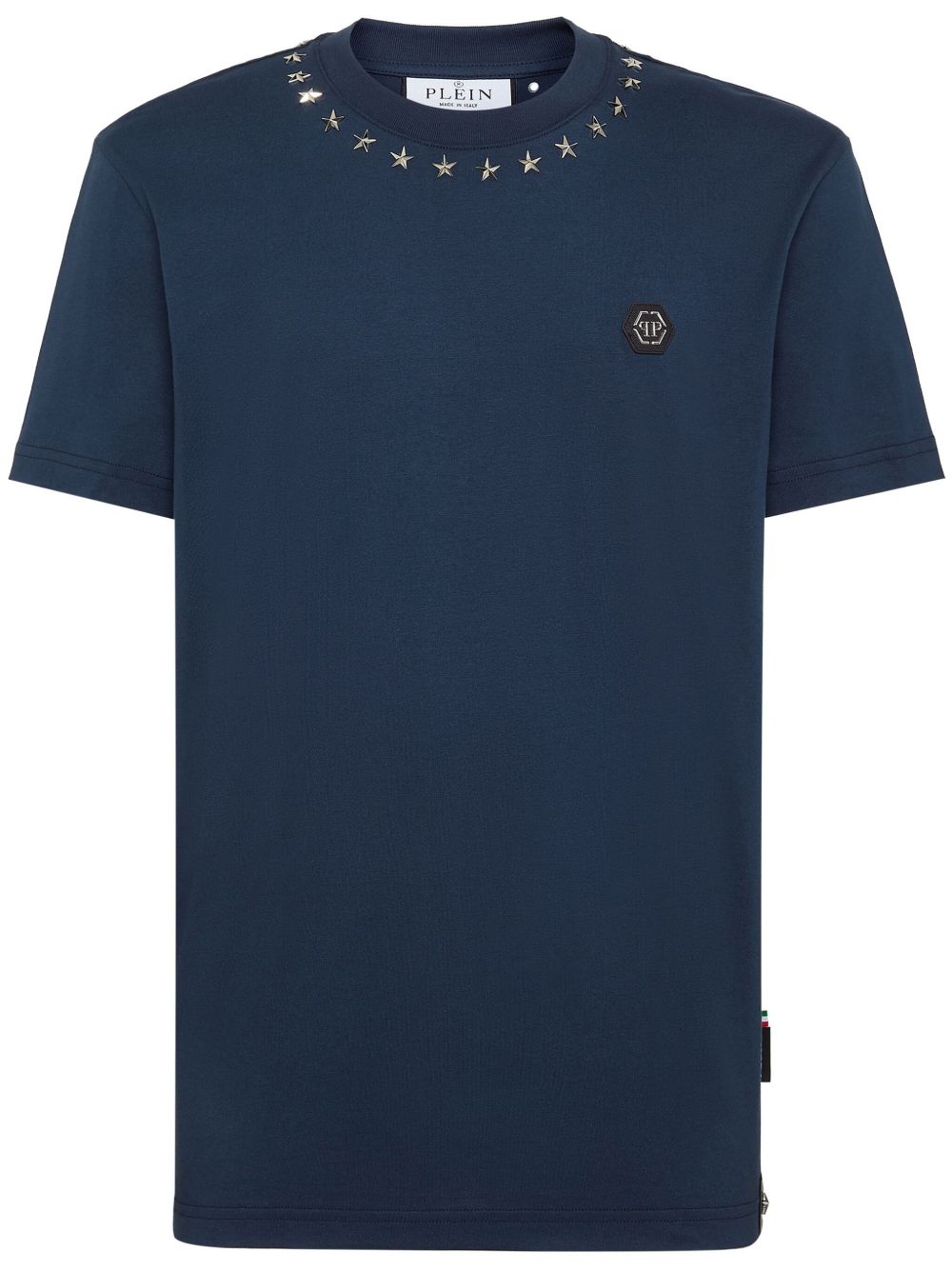 Philipp Plein logo标牌棉T恤 - 蓝色