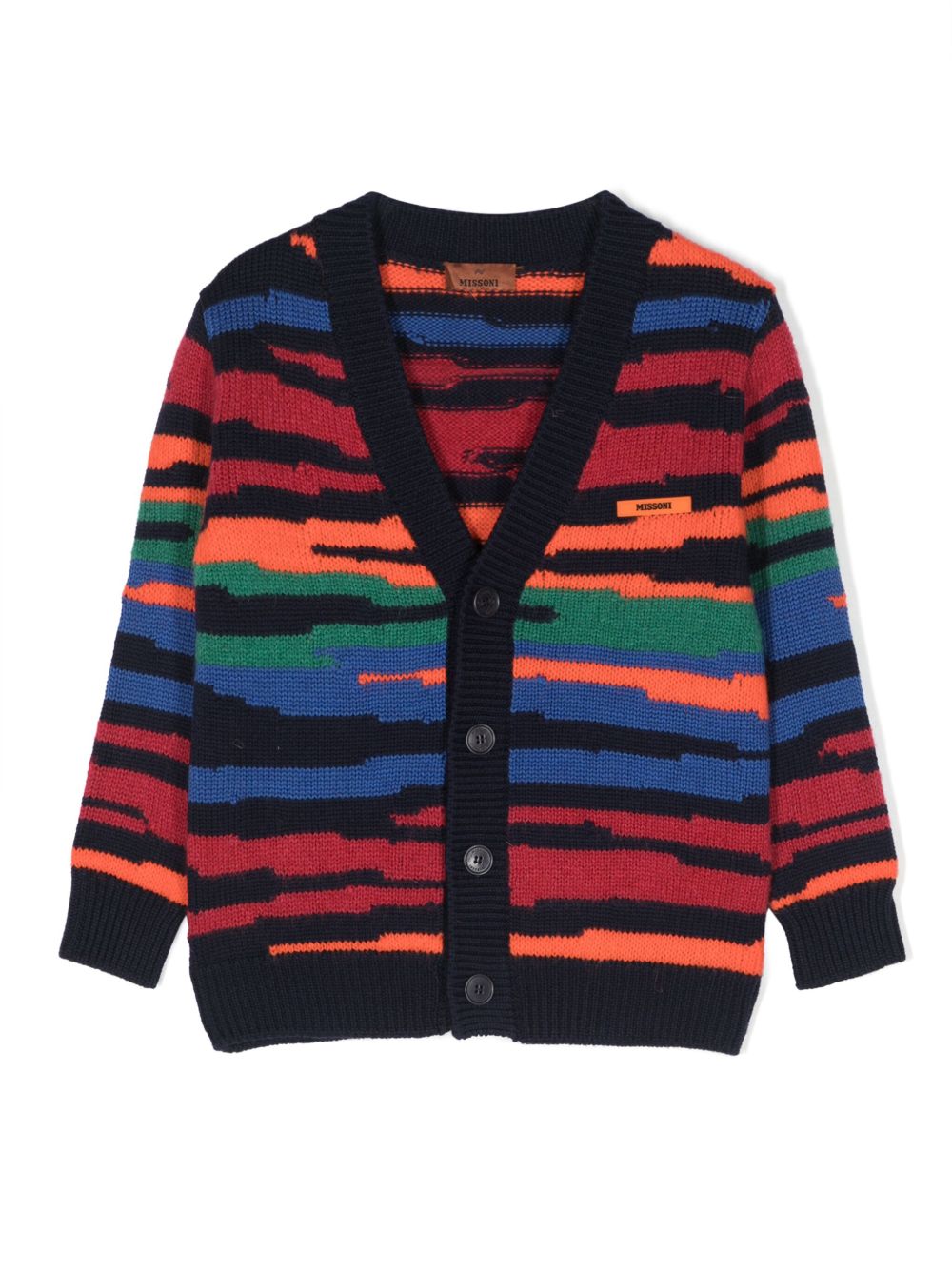 Missoni Kids V领图案印花开衫 - 黑色