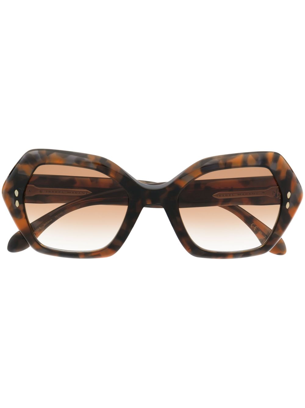 Isabel Marant Eyewear 玳瑁纹几何框太阳眼镜 - 褐色