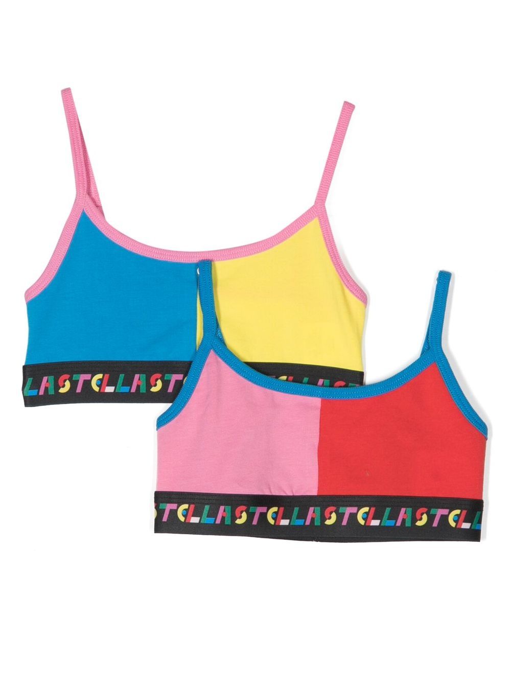 Stella McCartney Kids 拼色logo底围文胸 - 黄色