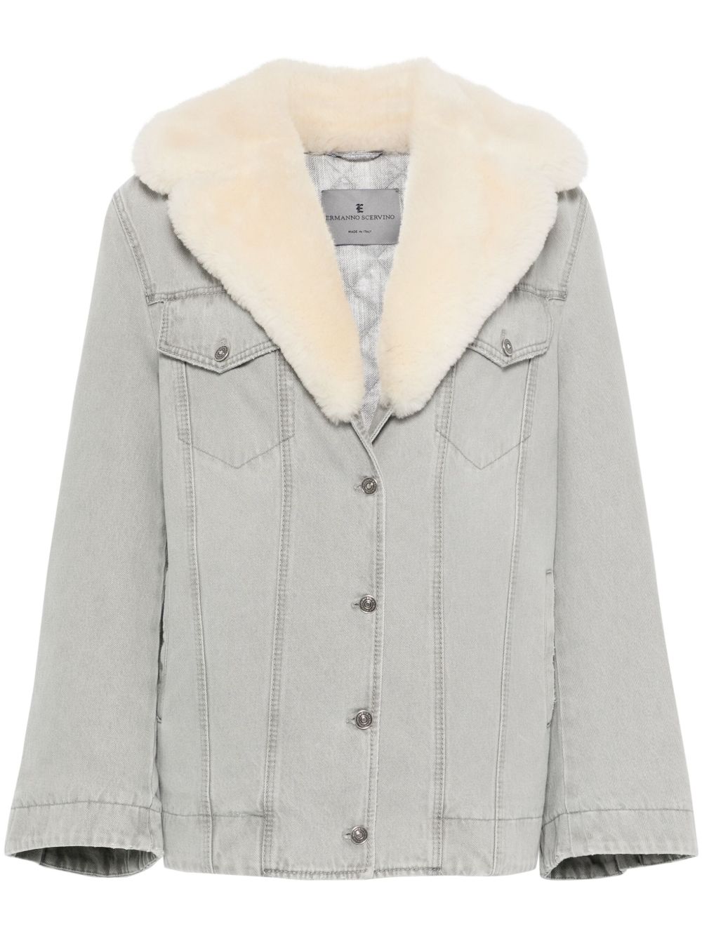 Ermanno Scervino 皮草翻领夹克 - 灰色