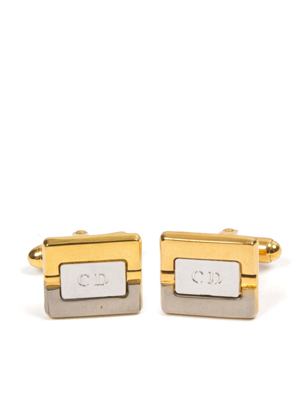 Christian Dior Pre-Owned 双色袖扣（1980年代典藏款） - 金色