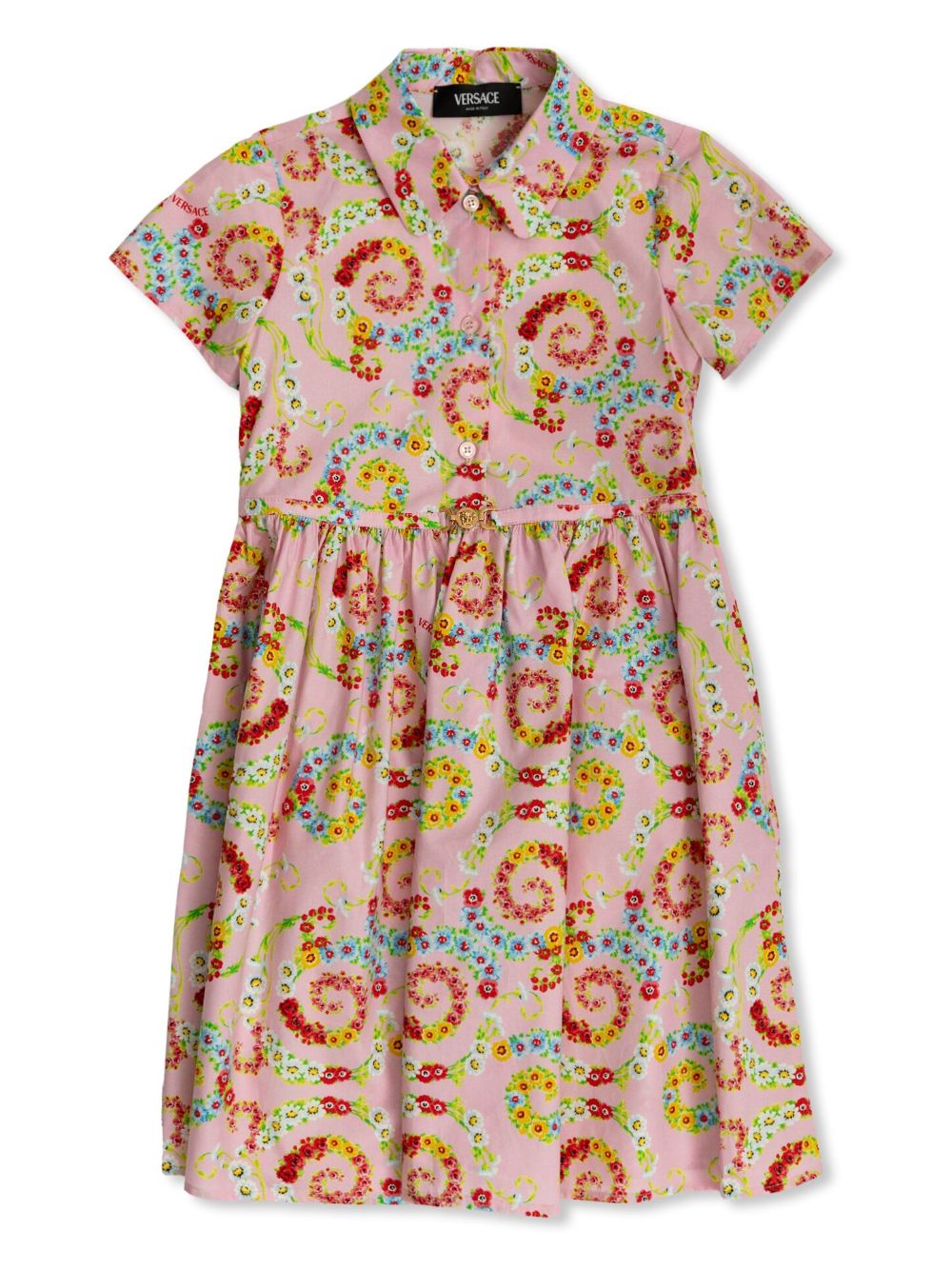 Versace Kids Floral Swirl 衬衫裙 - 粉色