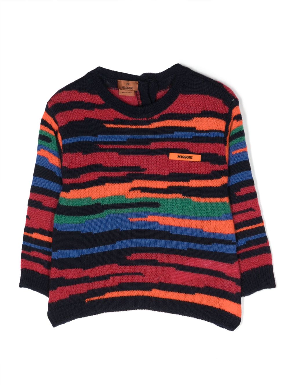 Missoni Kids 标贴嵌花针织毛衣 - 蓝色