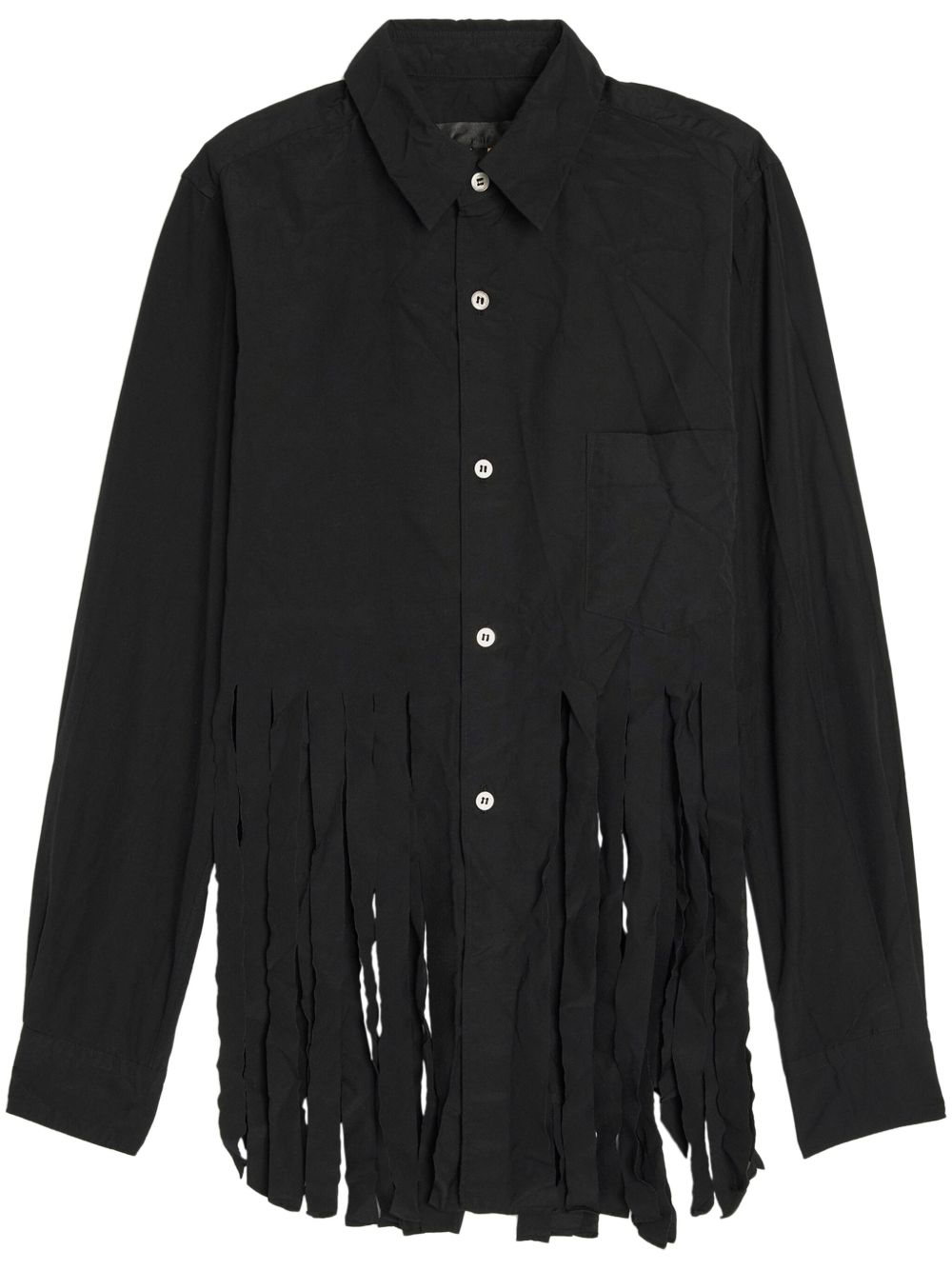 Comme Des Garçons Comme Des Garçons 流苏边府绸衬衫 - 黑色