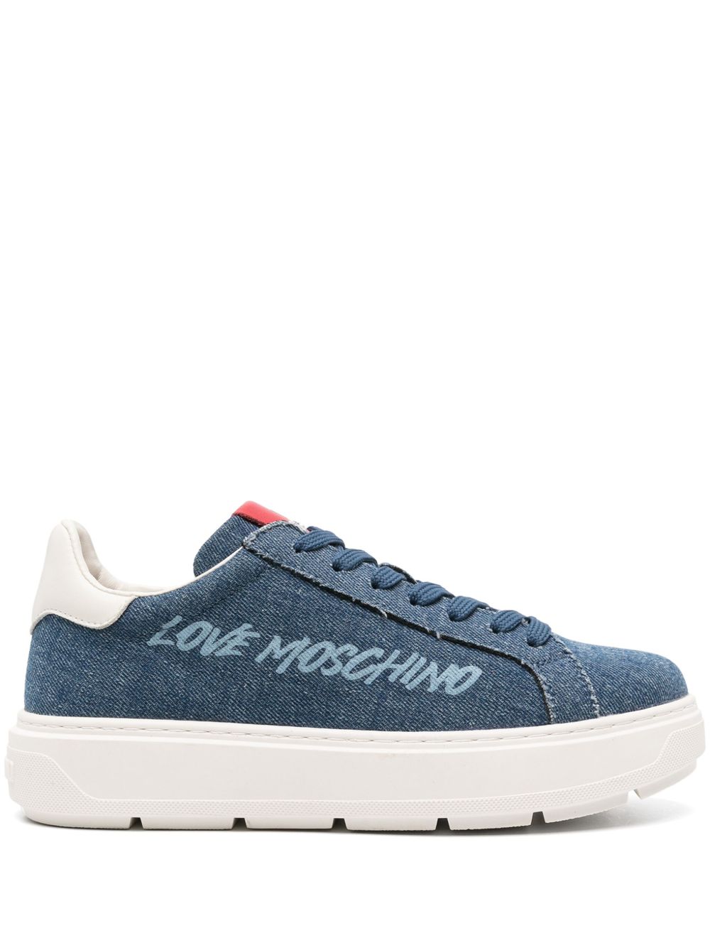 Love Moschino 牛仔厚底运动鞋 - 蓝色