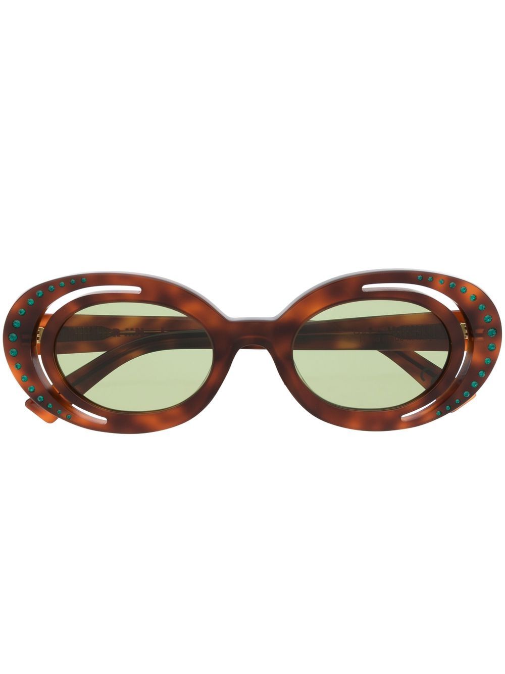 Marni Eyewear Zion 玳瑁纹椭圆形框太阳眼镜 - 褐色