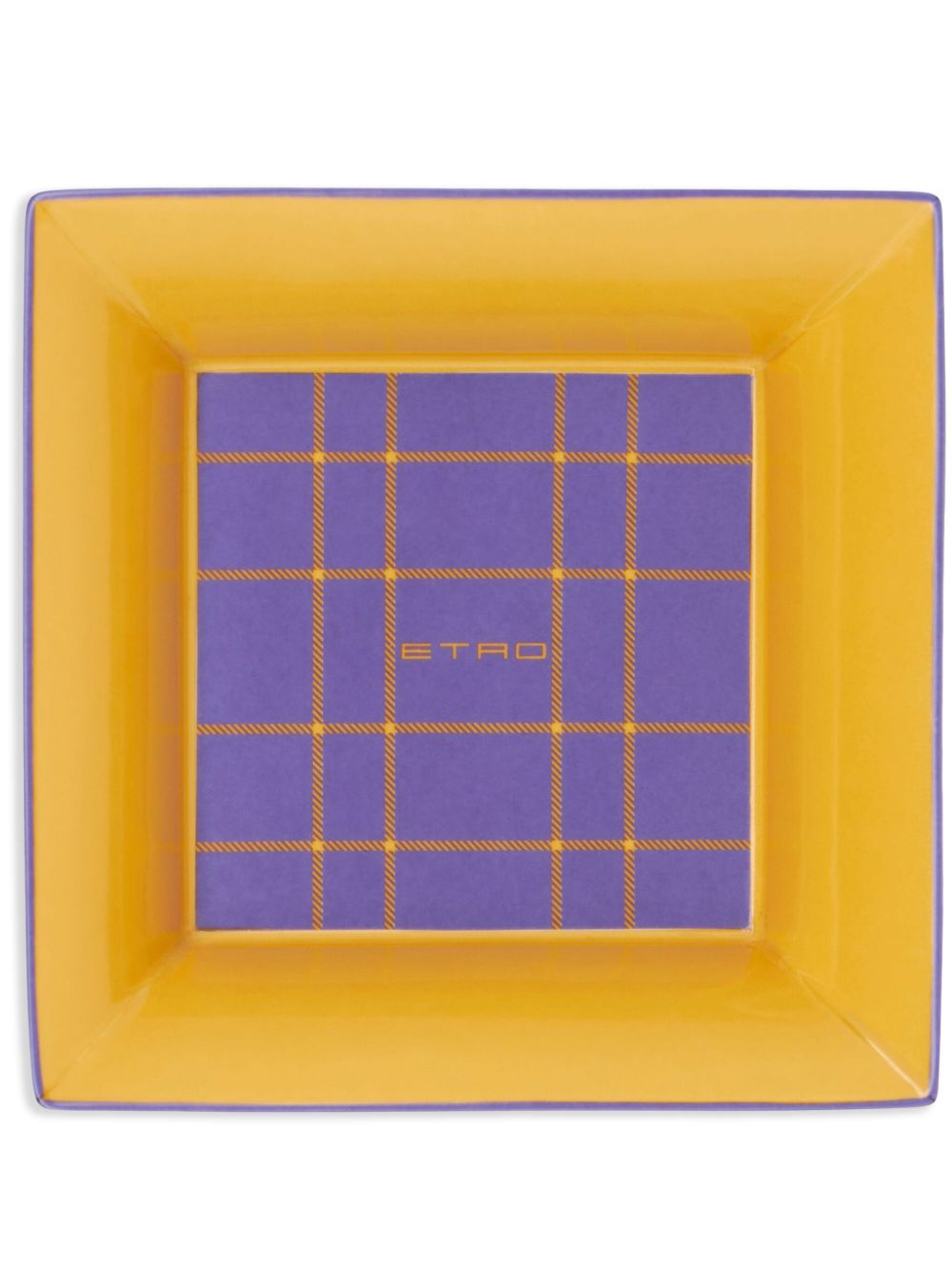 ETRO HOME 格纹陶瓷托盘 - 紫色