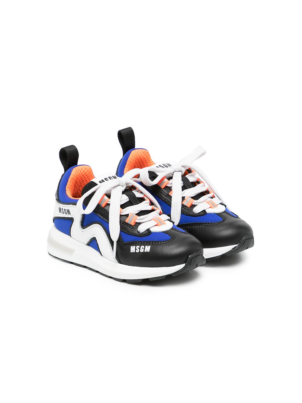 MSGM Kids 拼色拼接运动鞋 - 蓝色