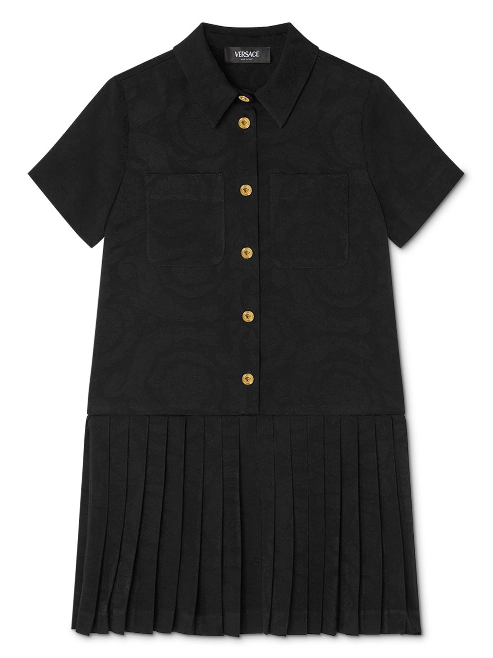 Versace Kids Barocco 提花衬衫裙 - 黑色