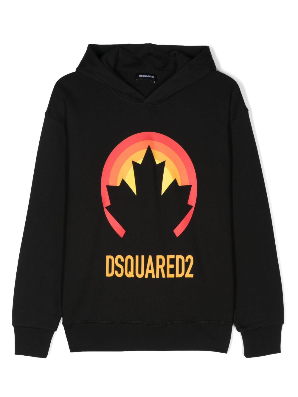 DSQUARED2 KIDS 图案印花棉连帽衫 - 黑色