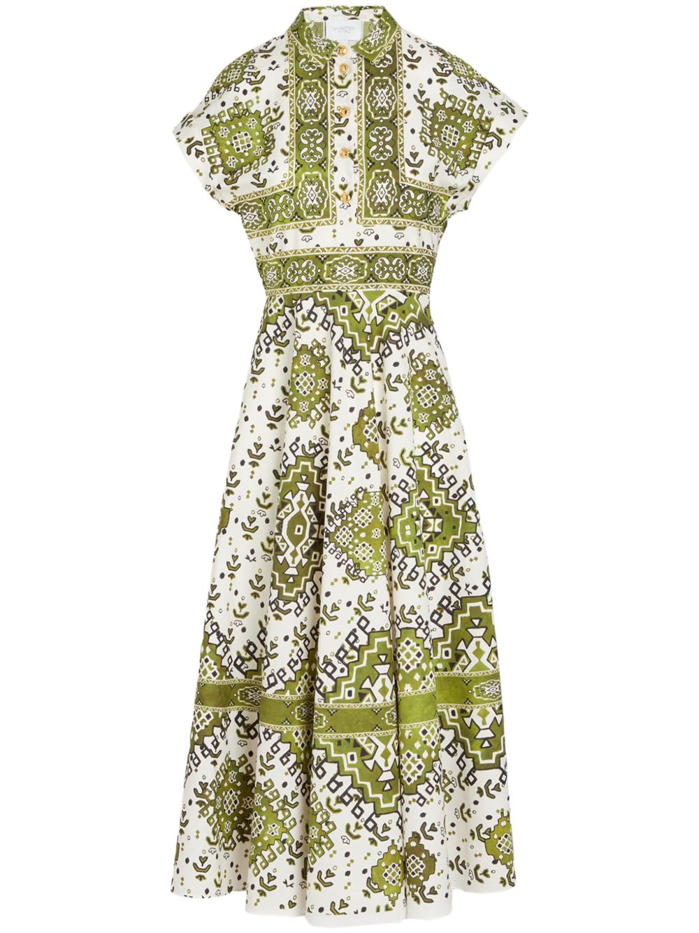 Giambattista Valli Tapisserie 印花棉府绸中长连衣裙 - 白色