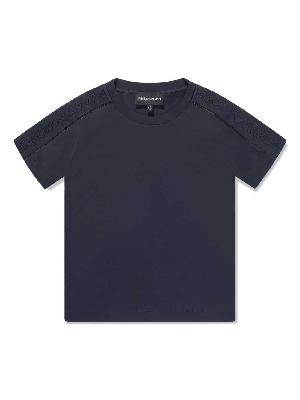 Emporio Armani Kids logo饰带平纹针织T恤 - 蓝色