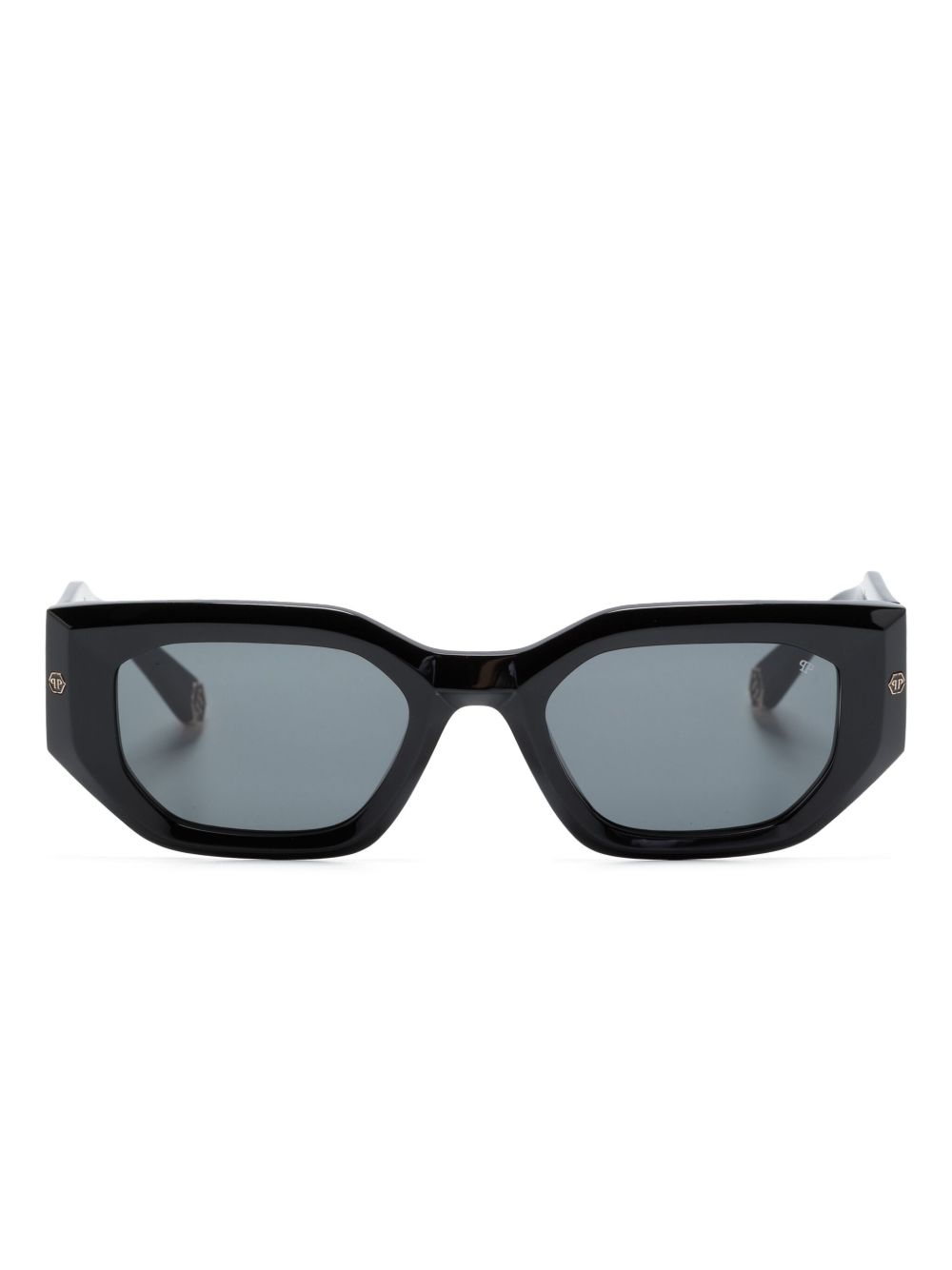 Philipp Plein logo雕刻方框太阳眼镜 - 黑色