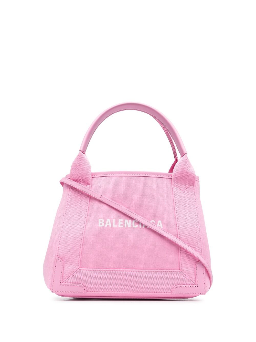 Balenciaga logo印花帆布手提包 - 粉色