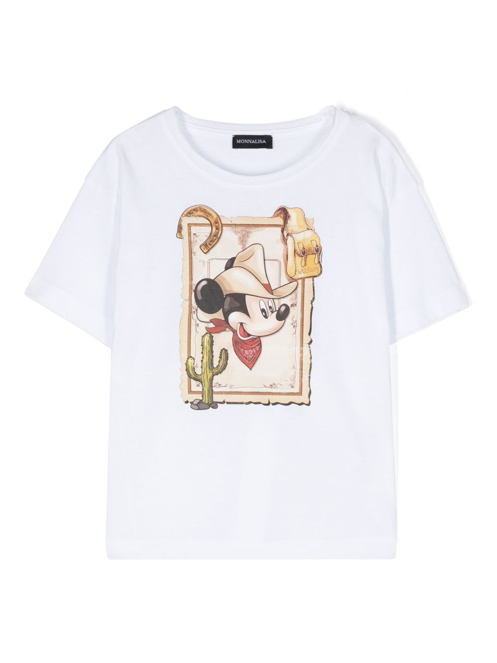 Monnalisa Mickey Mouse 印花棉T恤 - 白色
