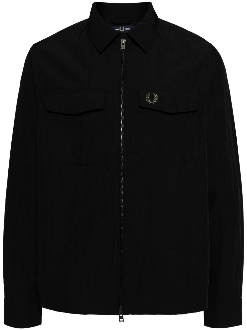 Fred Perry logo刺绣拉链防风衣 - 黑色