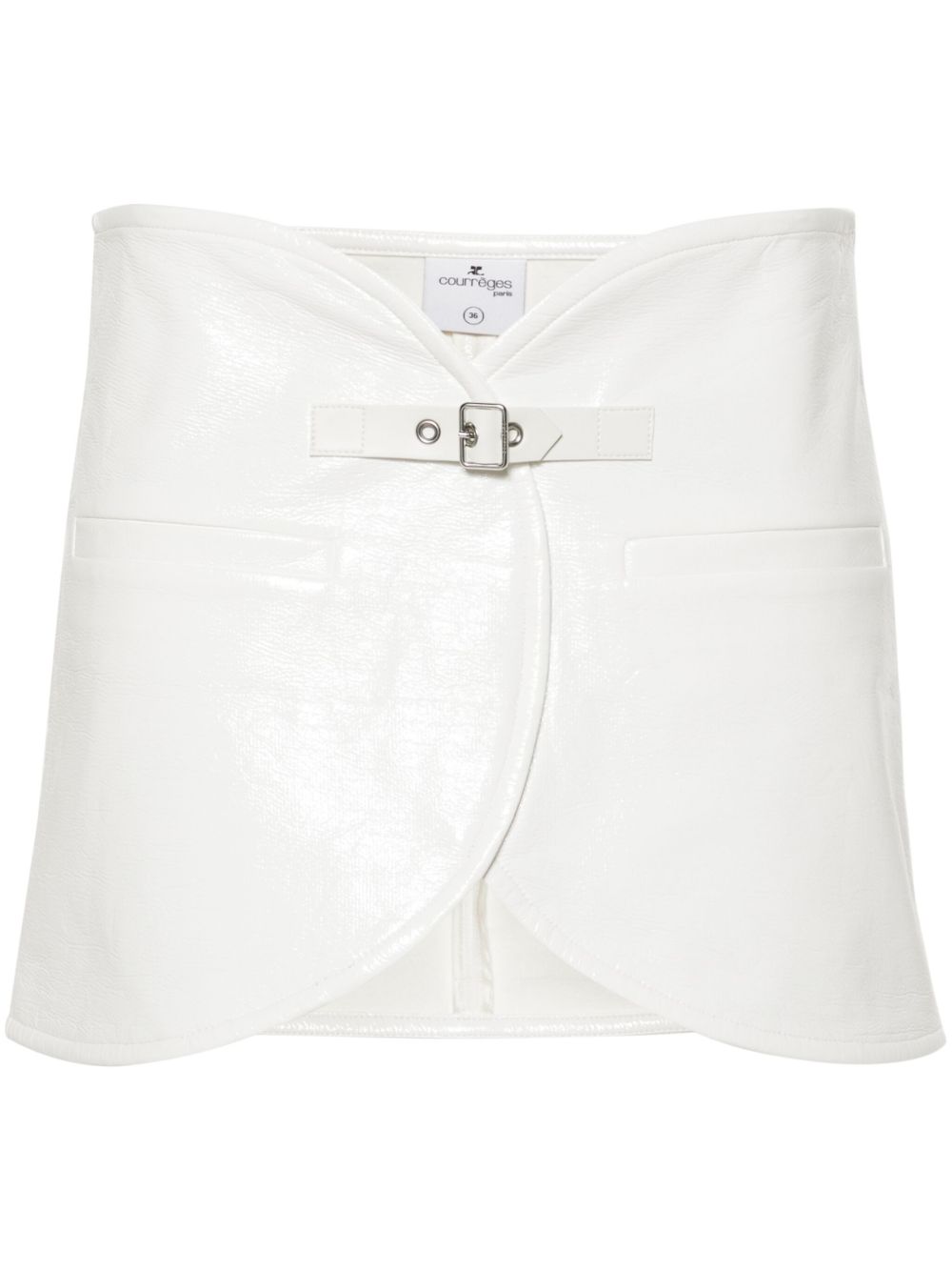 Courrèges Ellipse 漆光面料迷你半身裙 - 白色