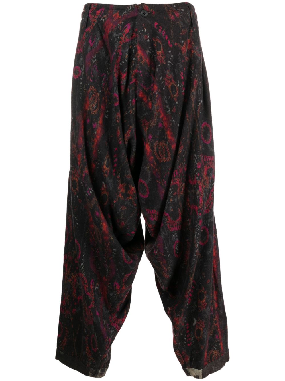 Yohji Yamamoto 花卉印花西裤 - 黑色