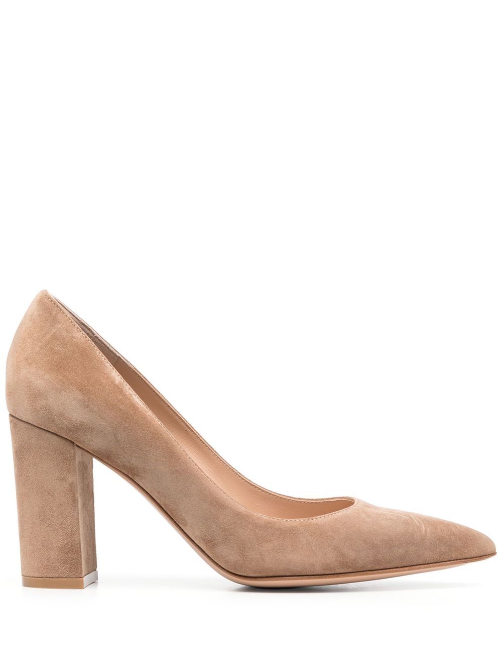 Gianvito Rossi 粗跟尖头高跟鞋 - 褐色