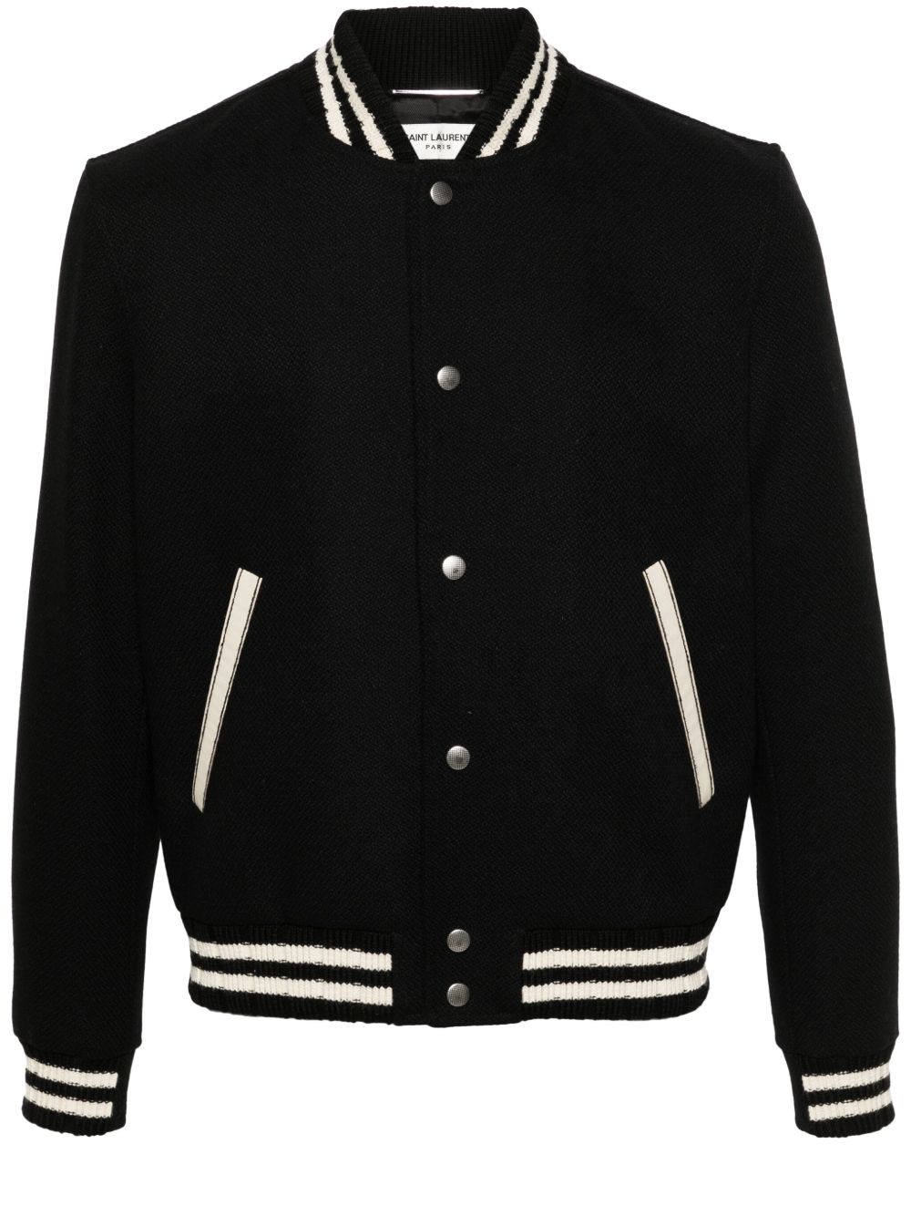 Saint Laurent Teddy 棒球夹克 - 黑色