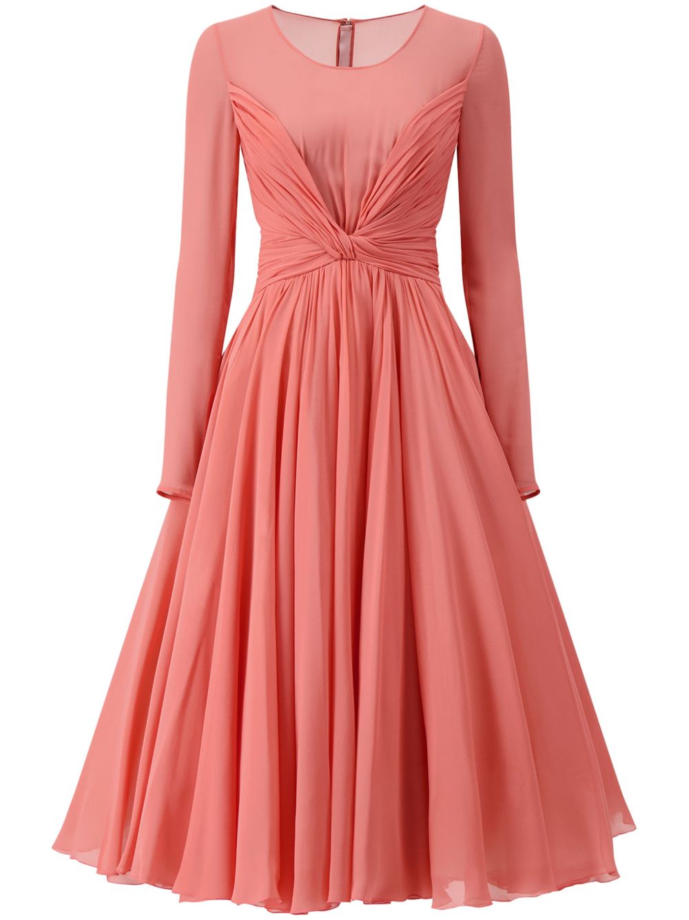 Giambattista Valli 缩褶旋褶伞形中长连衣裙 - 橘色