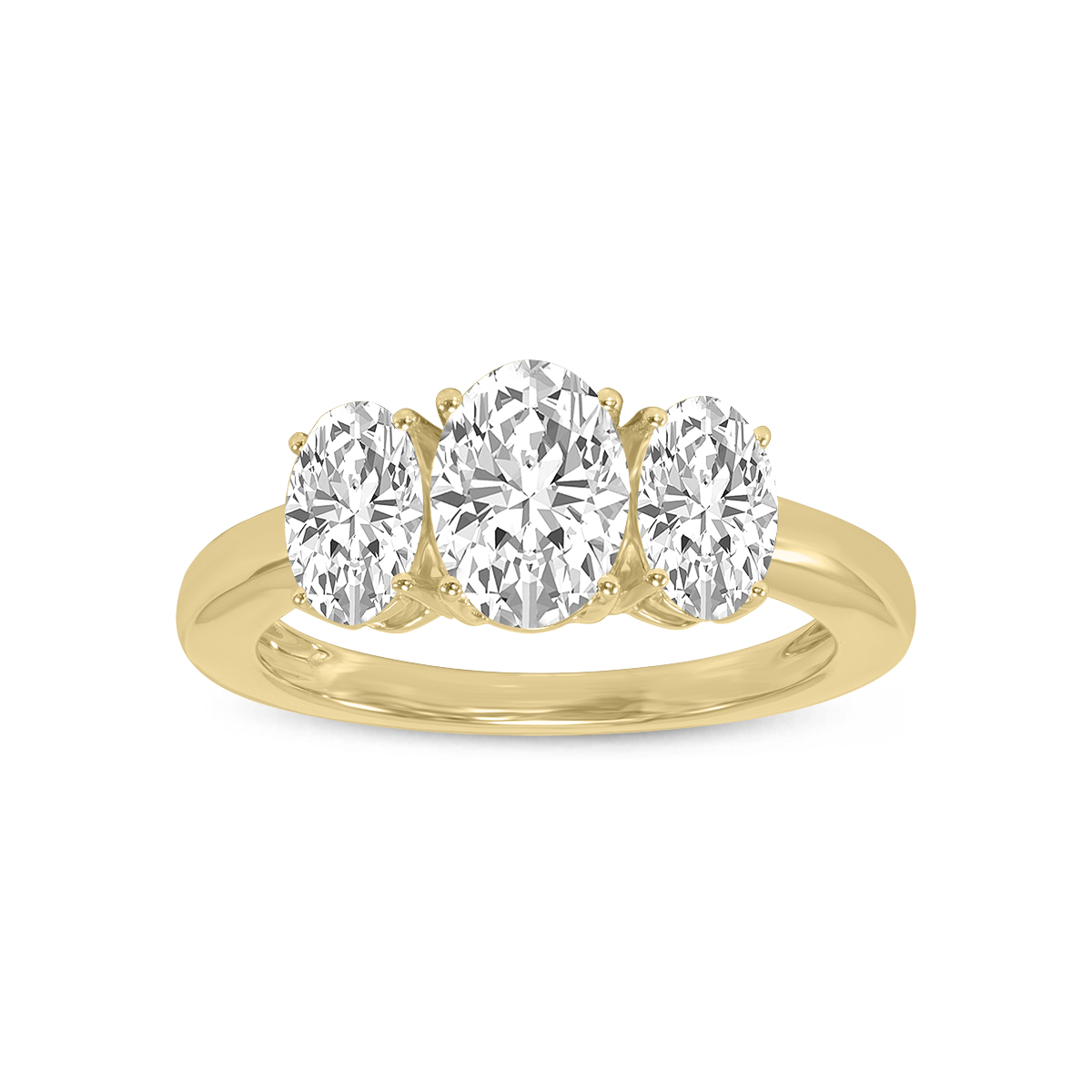 3/4 CTW Three Stone Oval Shape Lab Grown Diamond Ring in 14K Yellow Gold