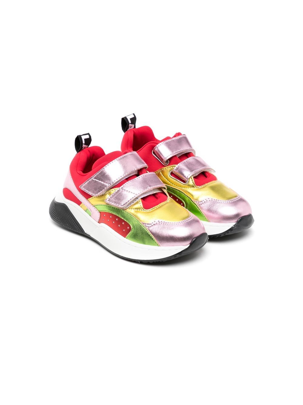 Stella McCartney Kids 斯特拉·麦卡特尼 金属感拼色皮质运动鞋 - 彩色
