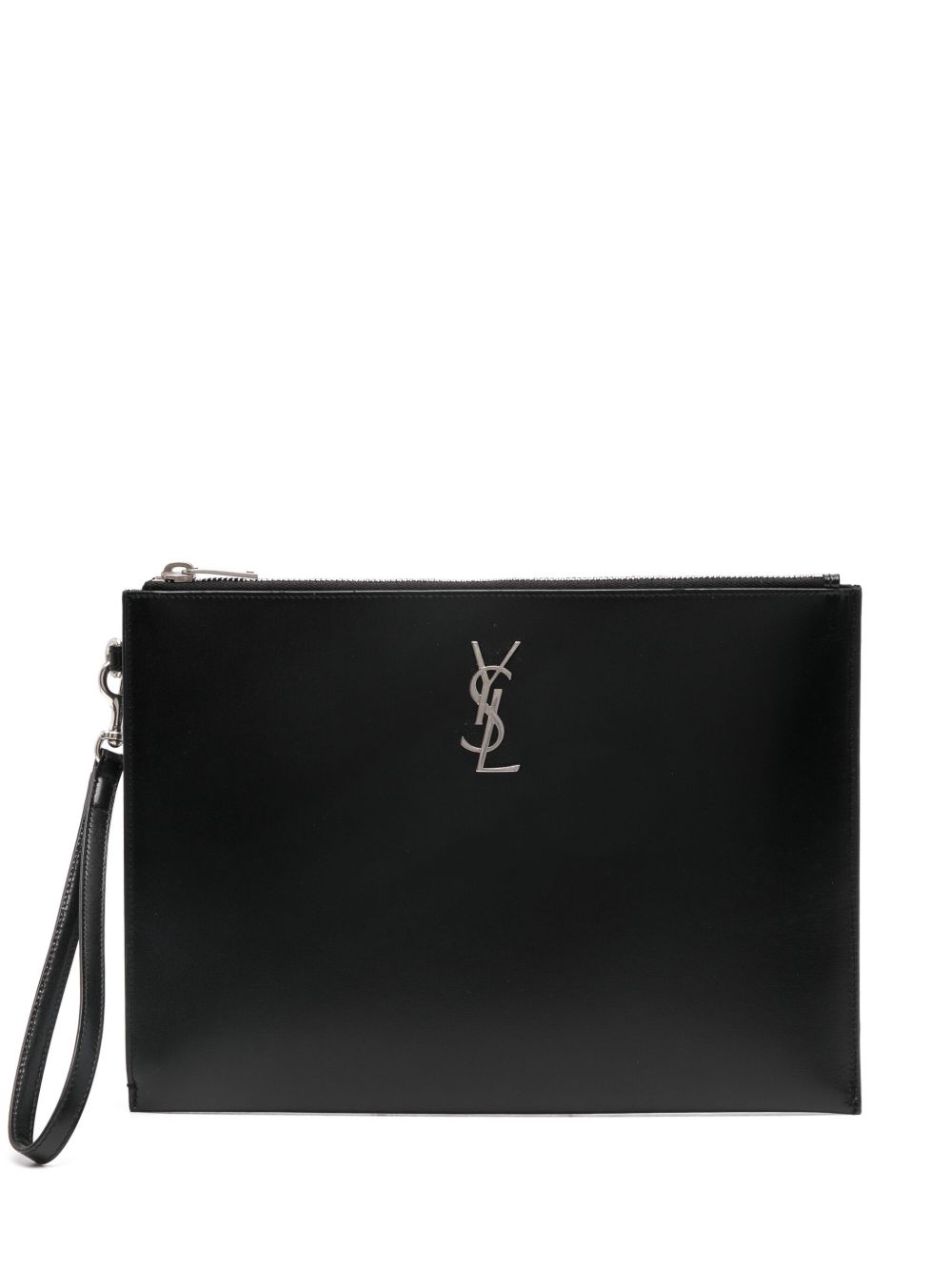 Saint Laurent logo标牌手拿包 - 黑色