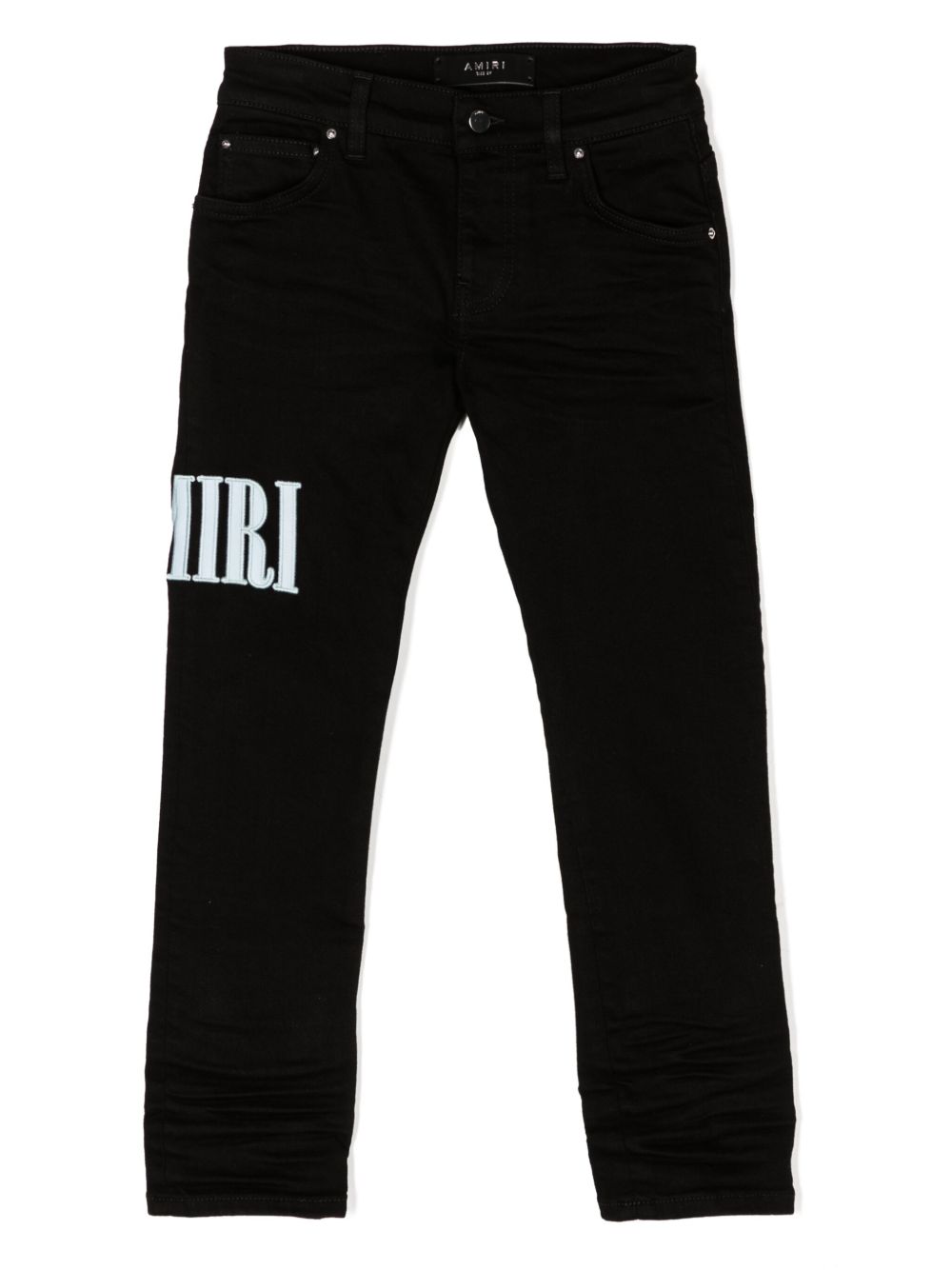 AMIRI KIDS logo贴花中腰直筒牛仔裤 - 黑色