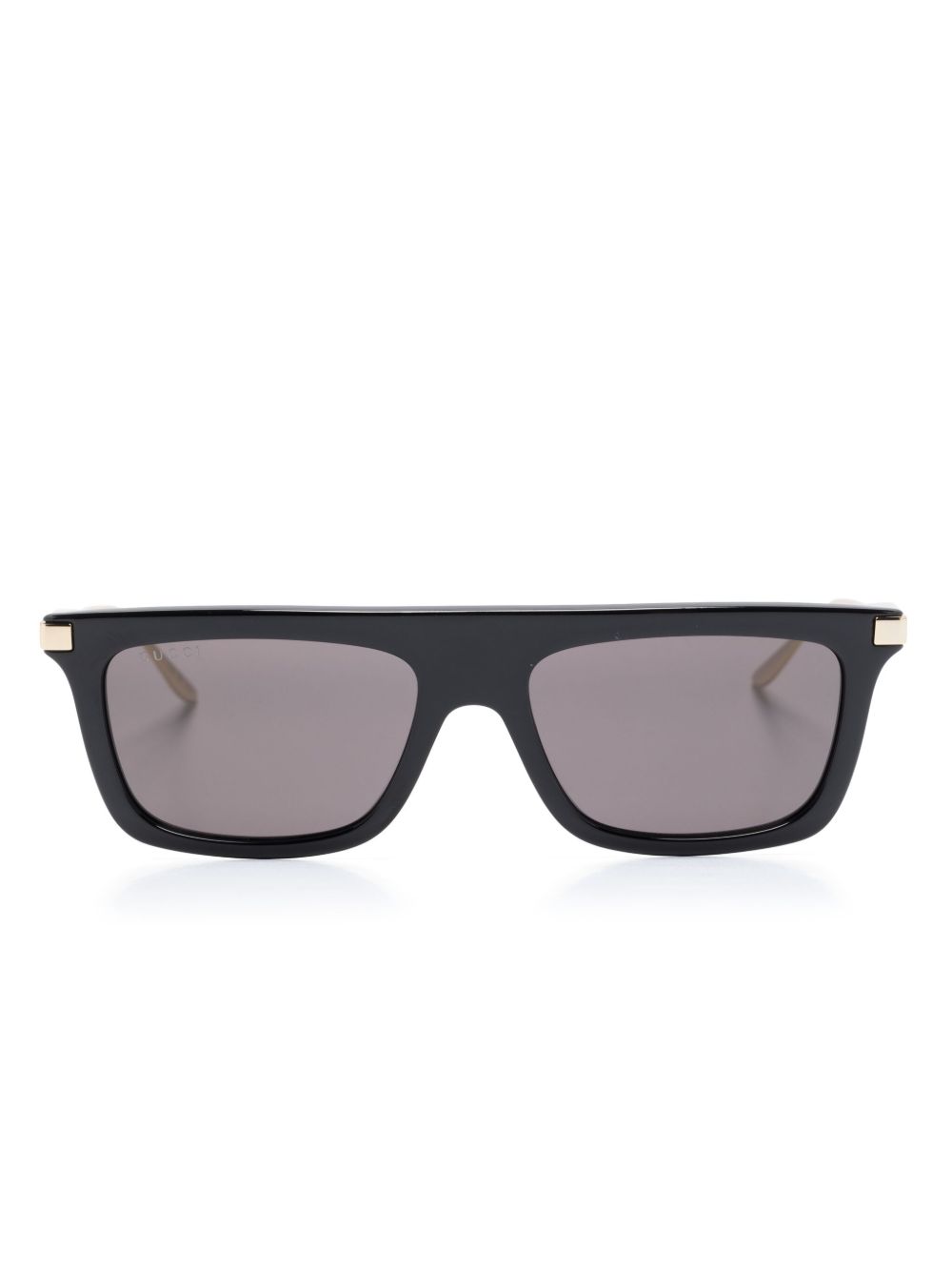 Gucci Eyewear Interlocking G logo长方形镜框太阳眼镜 - 黑色