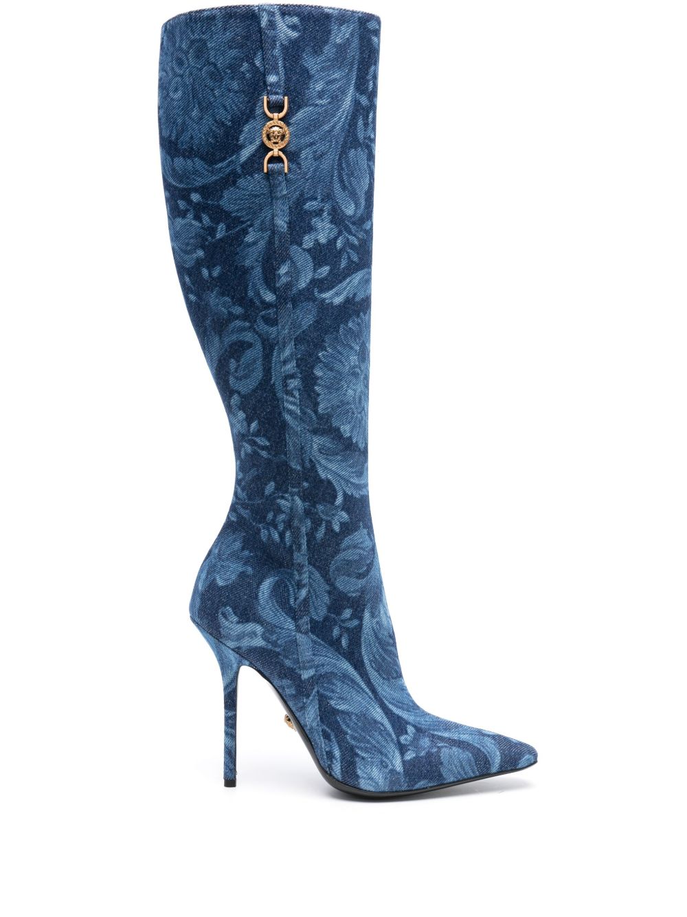 Versace Barocco Medusa '95 高跟及膝靴 - 蓝色