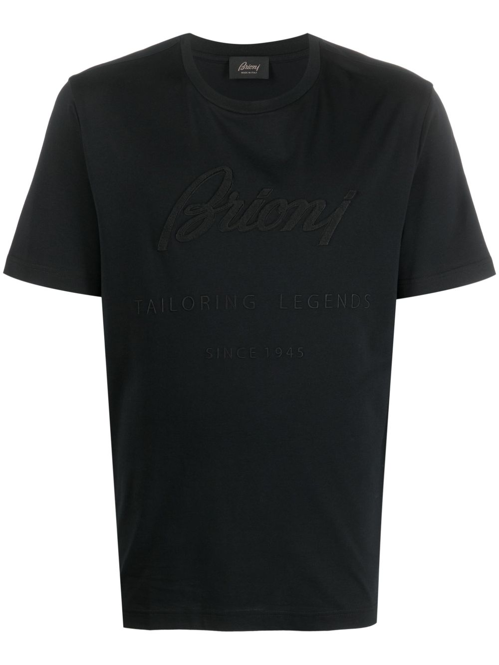 Brioni logo贴花棉T恤 - 黑色