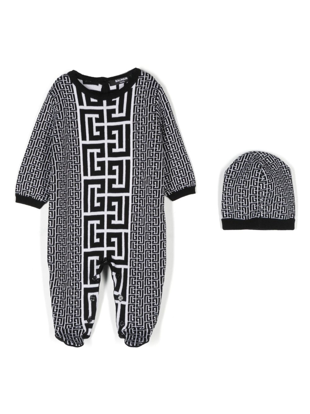 Balmain Kids 经典logo图案睡衣套装 - 黑色