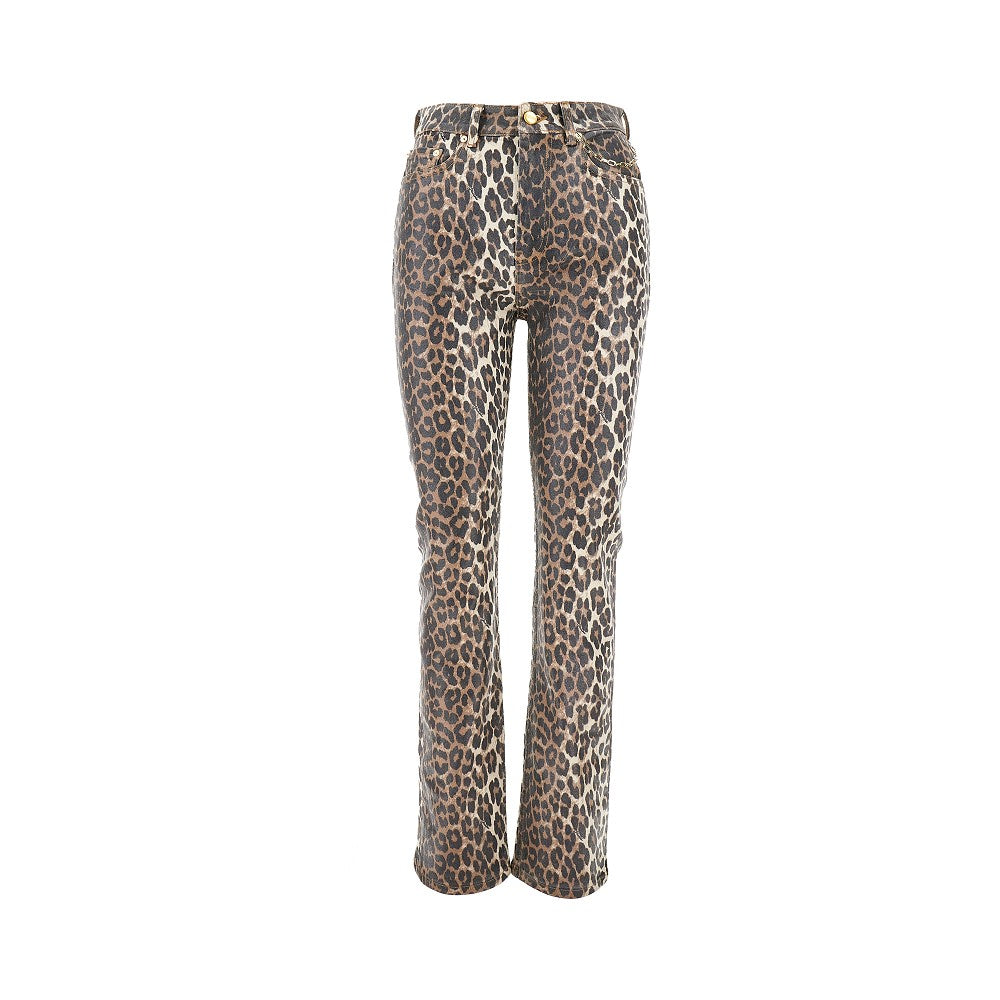 GANNI Coated leopard-print jeans Woman 29