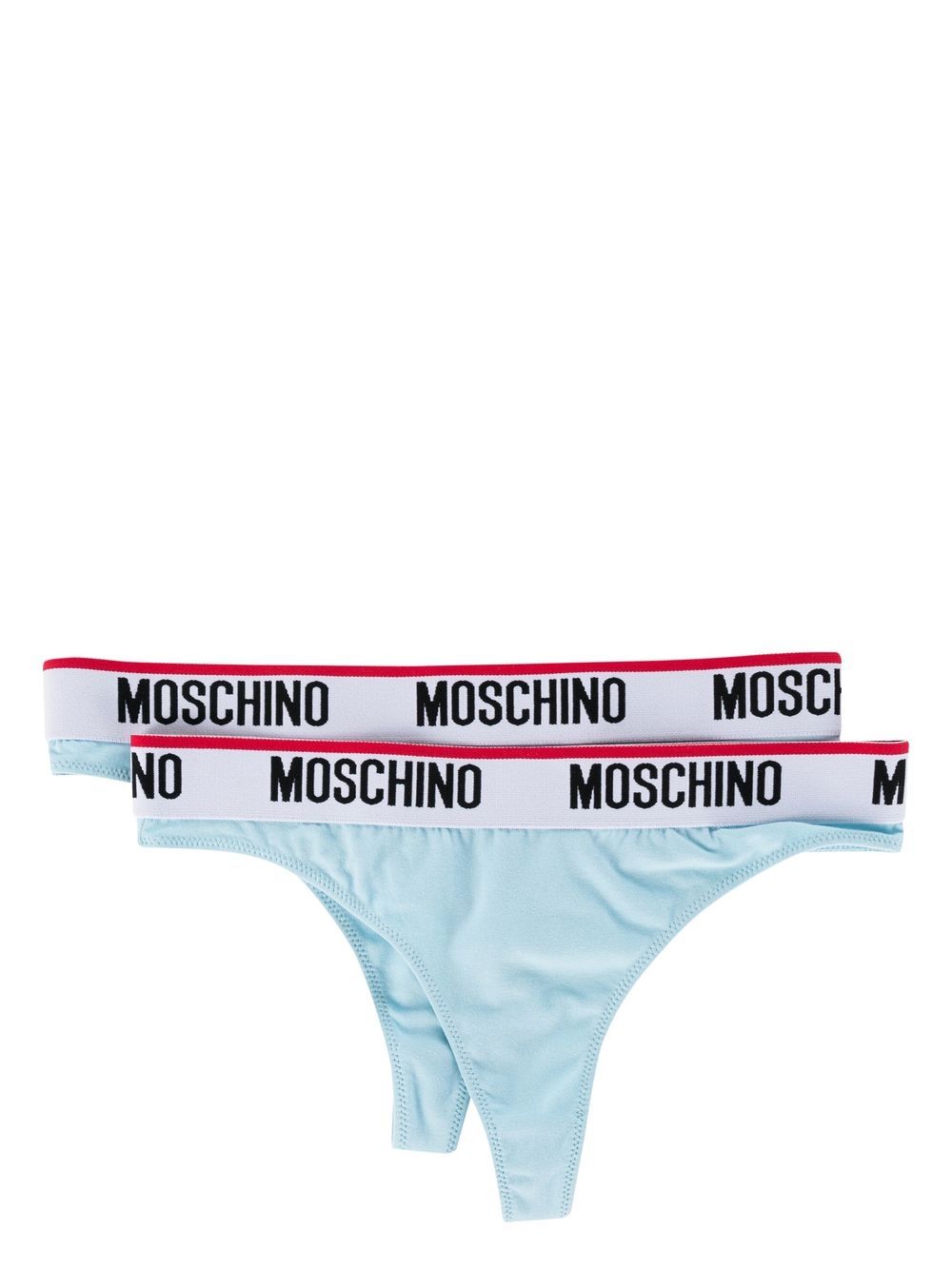Moschino logo裤腰丁字裤 - 蓝色