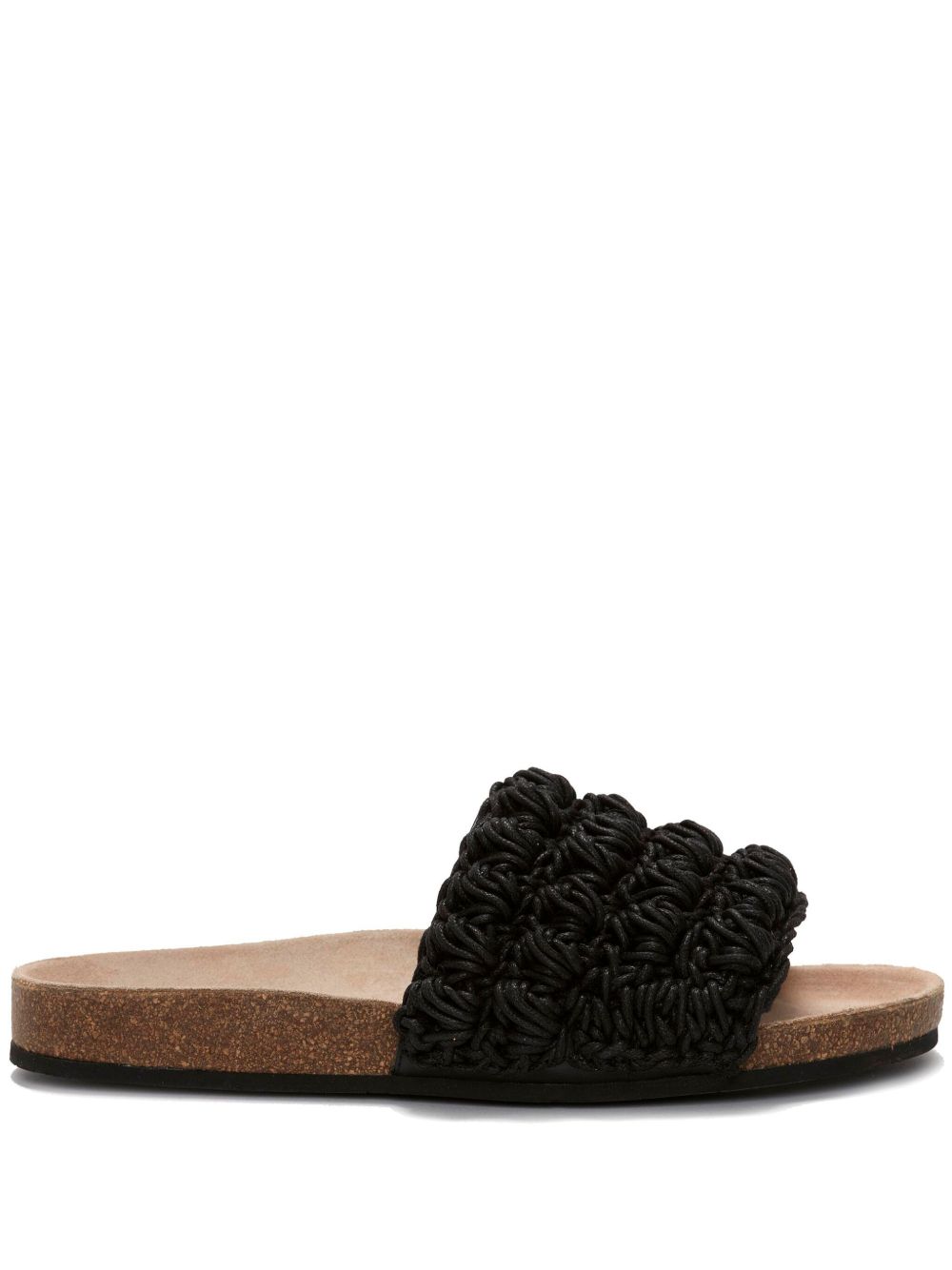 JW Anderson 爆米花针织皮质拖鞋 - 黑色