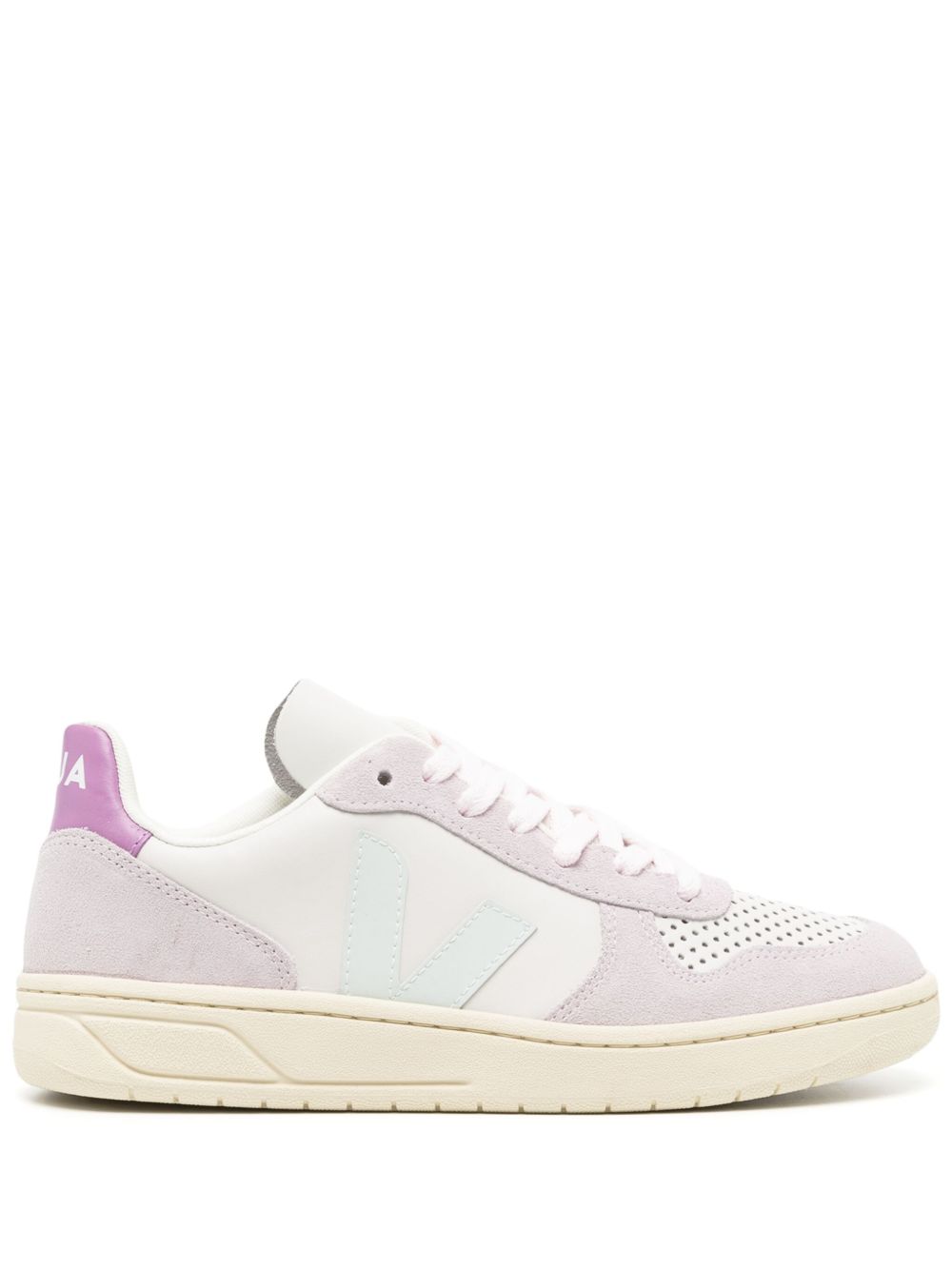 VEJA V-10 拼接皮质运动鞋 - 紫色