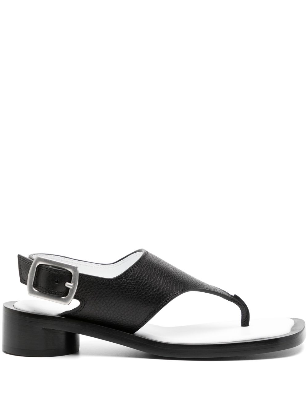 MM6 Maison Margiela Anatomic 低跟皮质凉鞋 - 黑色