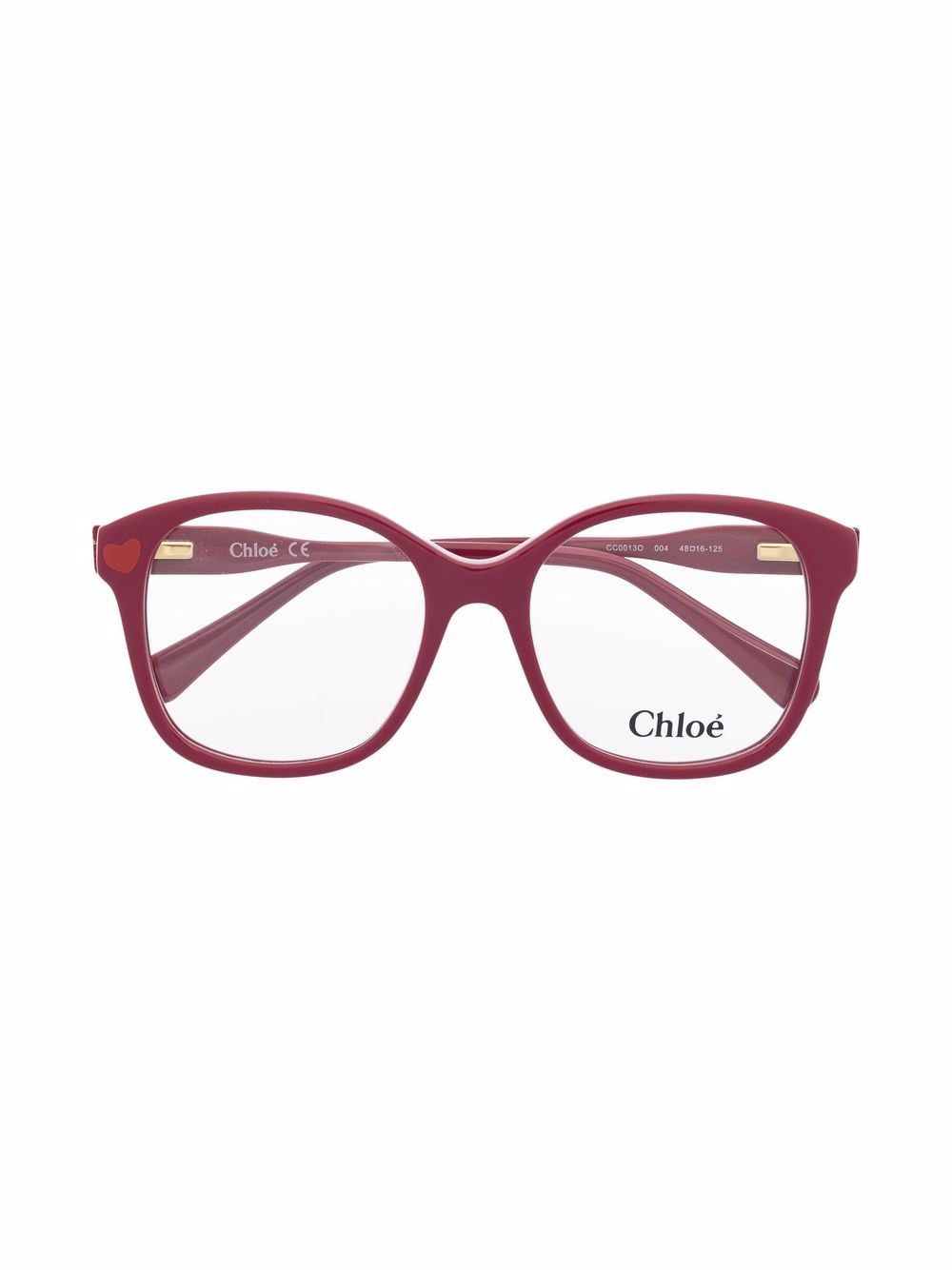Chloé Kids 方形镜框眼镜 - 红色