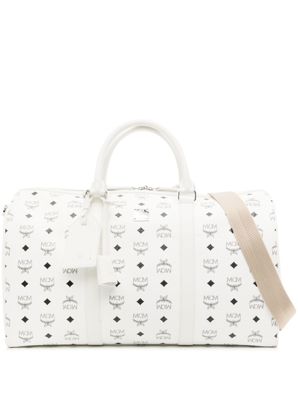 MCM Ottomar 经典印花中号旅行包 - 白色