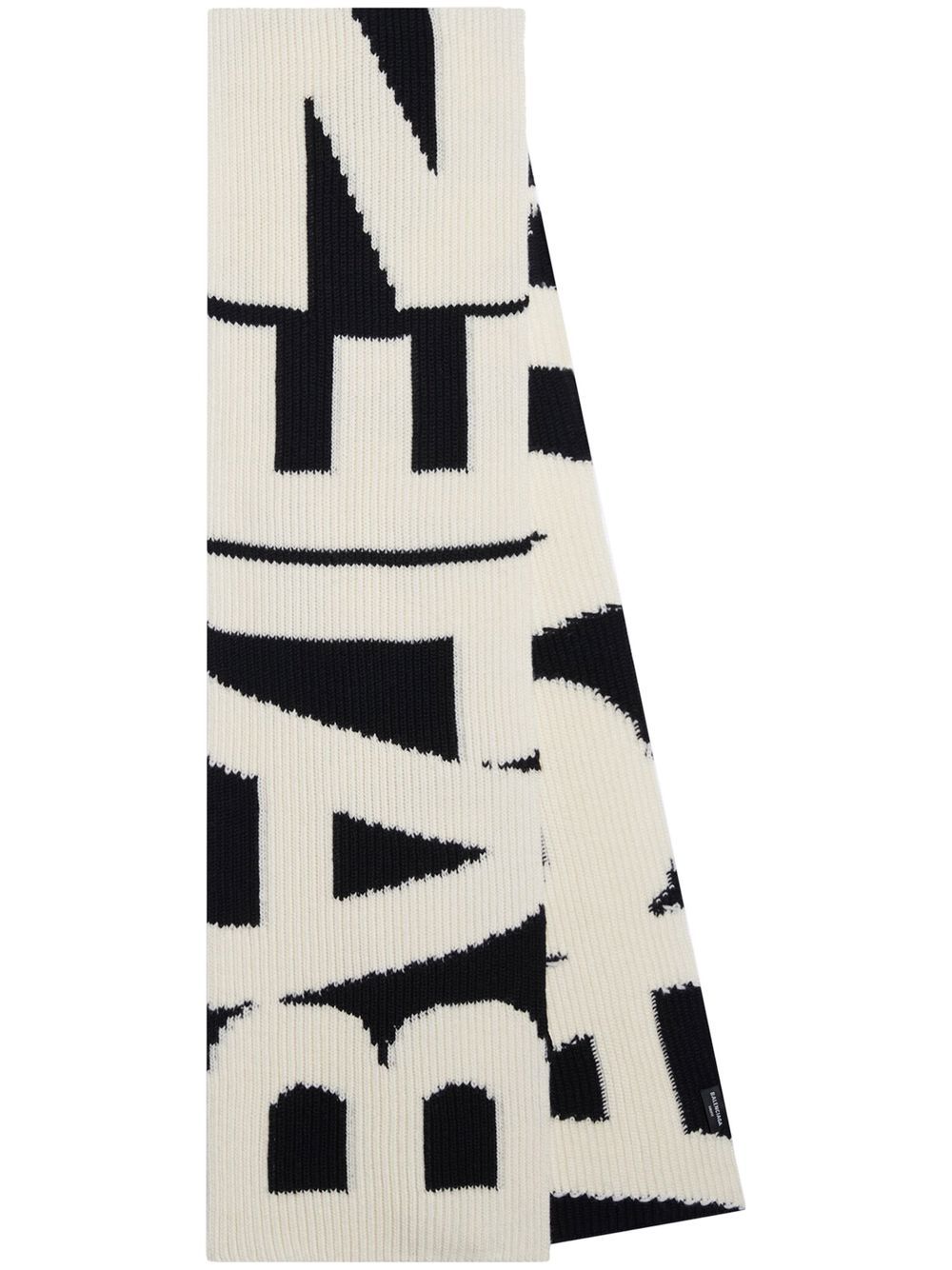 Balenciaga logo印花羊毛围巾 - 黑色