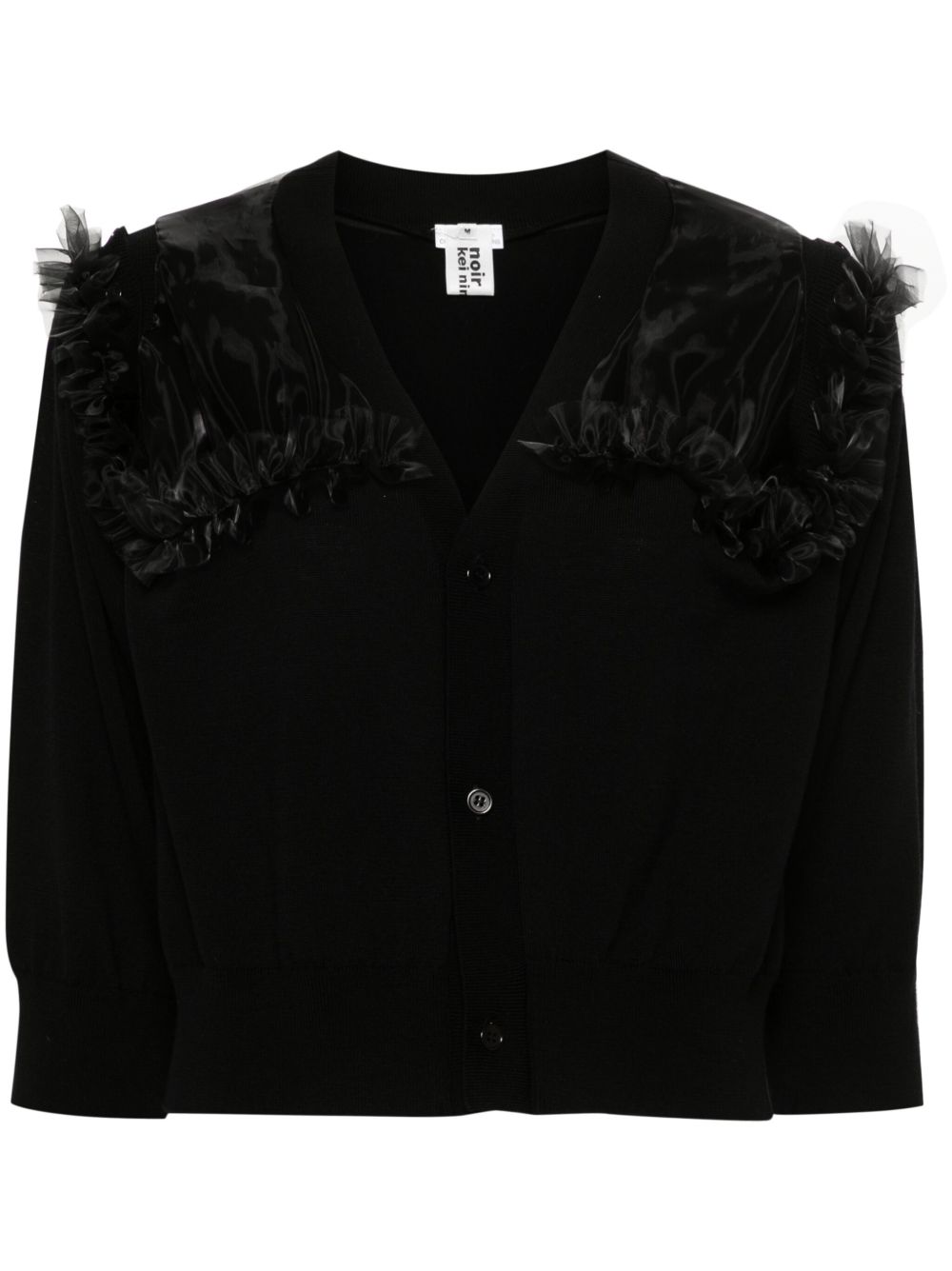 Black Comme Des Garçons 欧根纱细节针织开衫 - 黑色