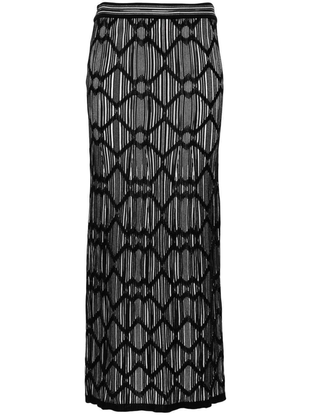 Missoni Pre-Owned 高腰中长半身裙（2000年代典藏款） - 黑色