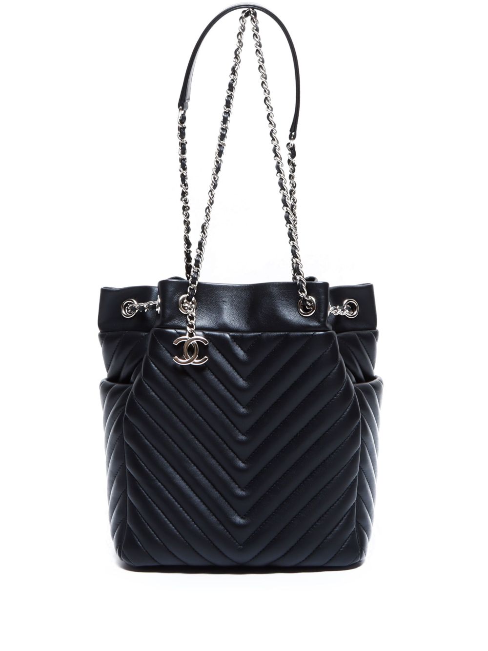 CHANEL Pre-Owned 马特拉塞凸纹搭链单肩包（2015年典藏款） - 黑色
