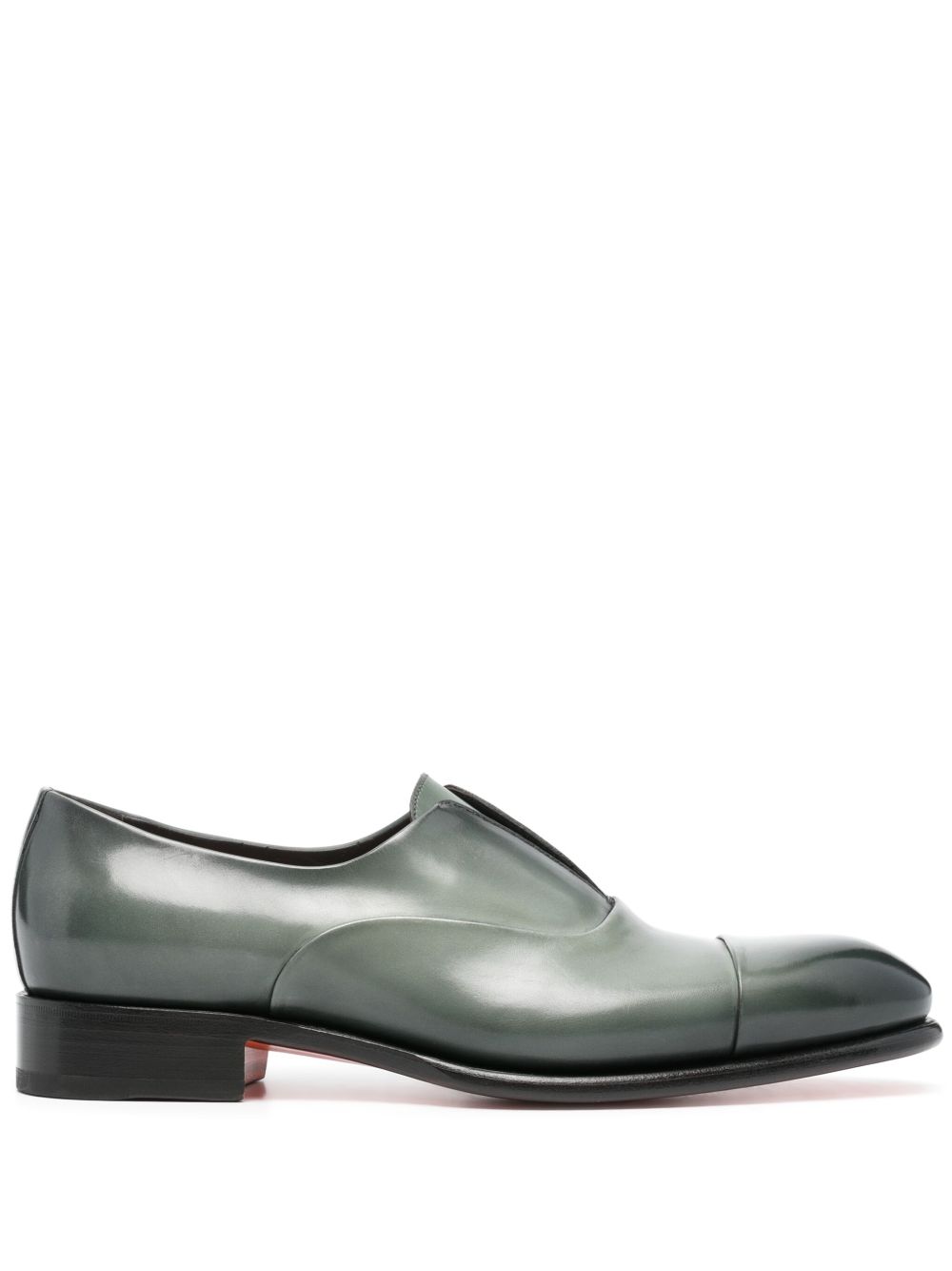 Santoni Carter 皮质帆船鞋 - 绿色
