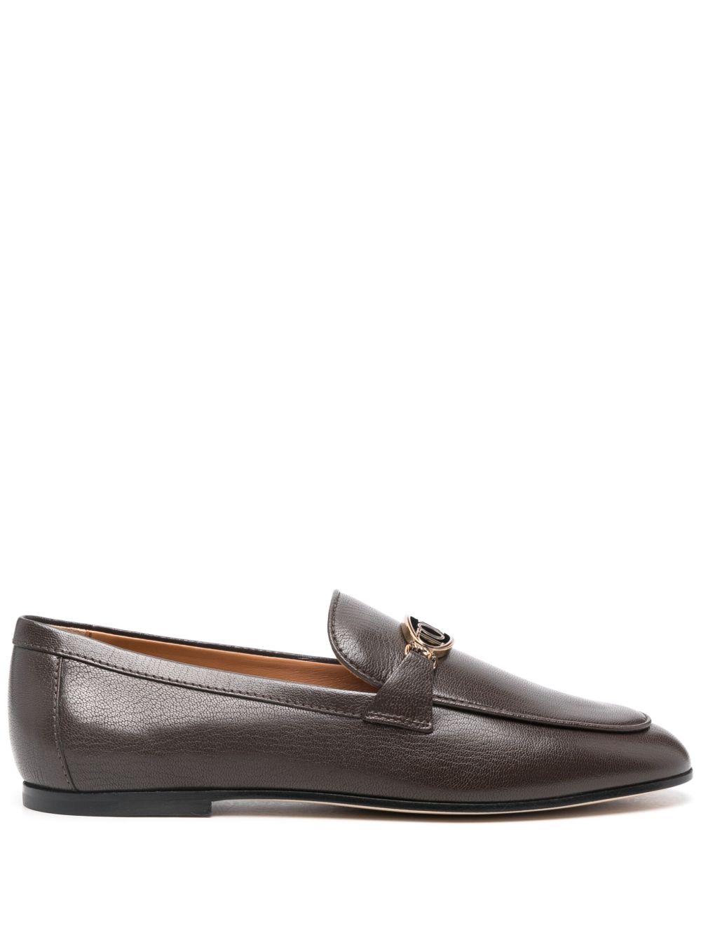 Tod's logo标牌皮质乐福鞋 - 褐色