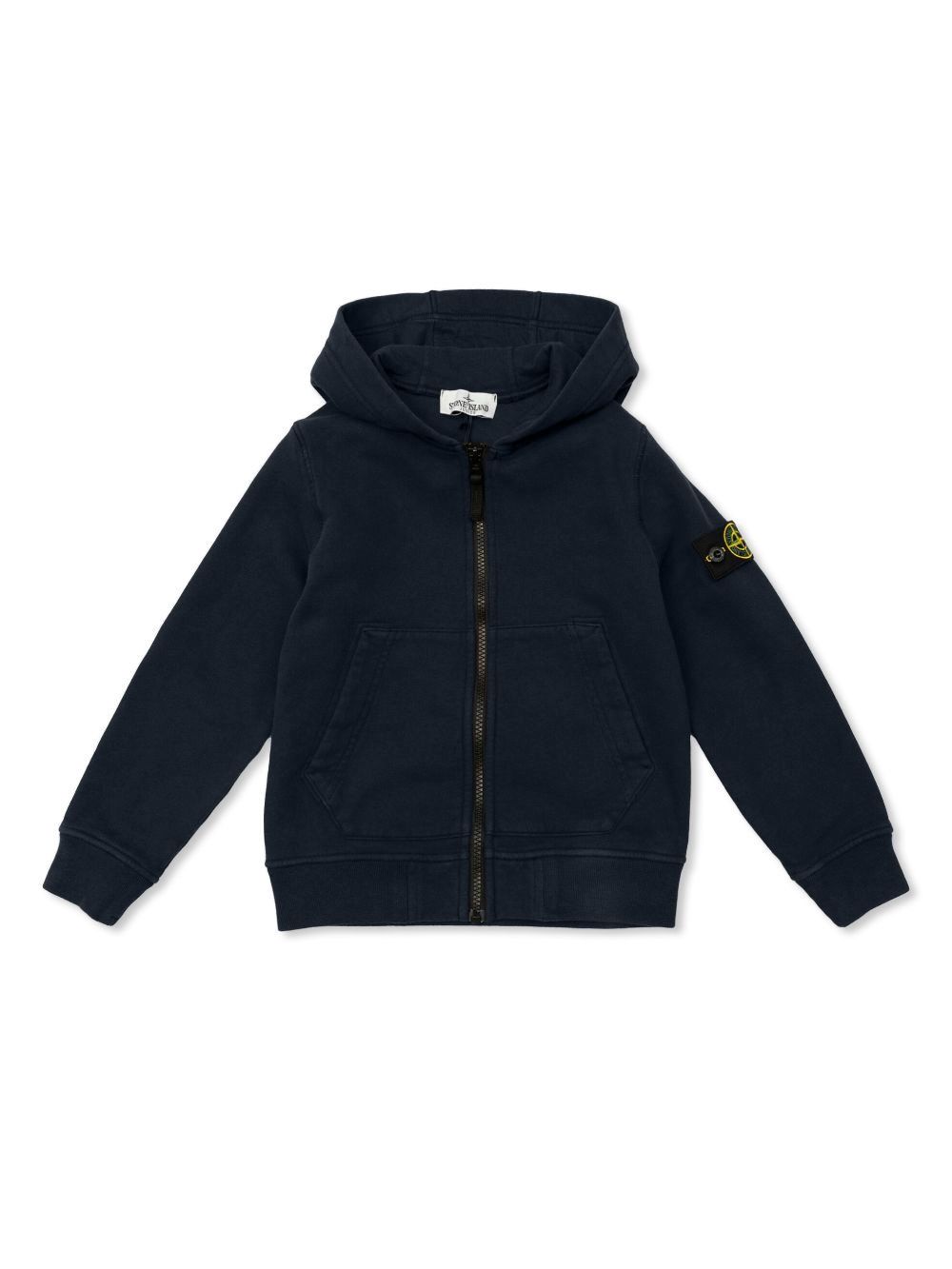 Stone Island Junior 罗盘徽章棉连帽衫 - 黑色