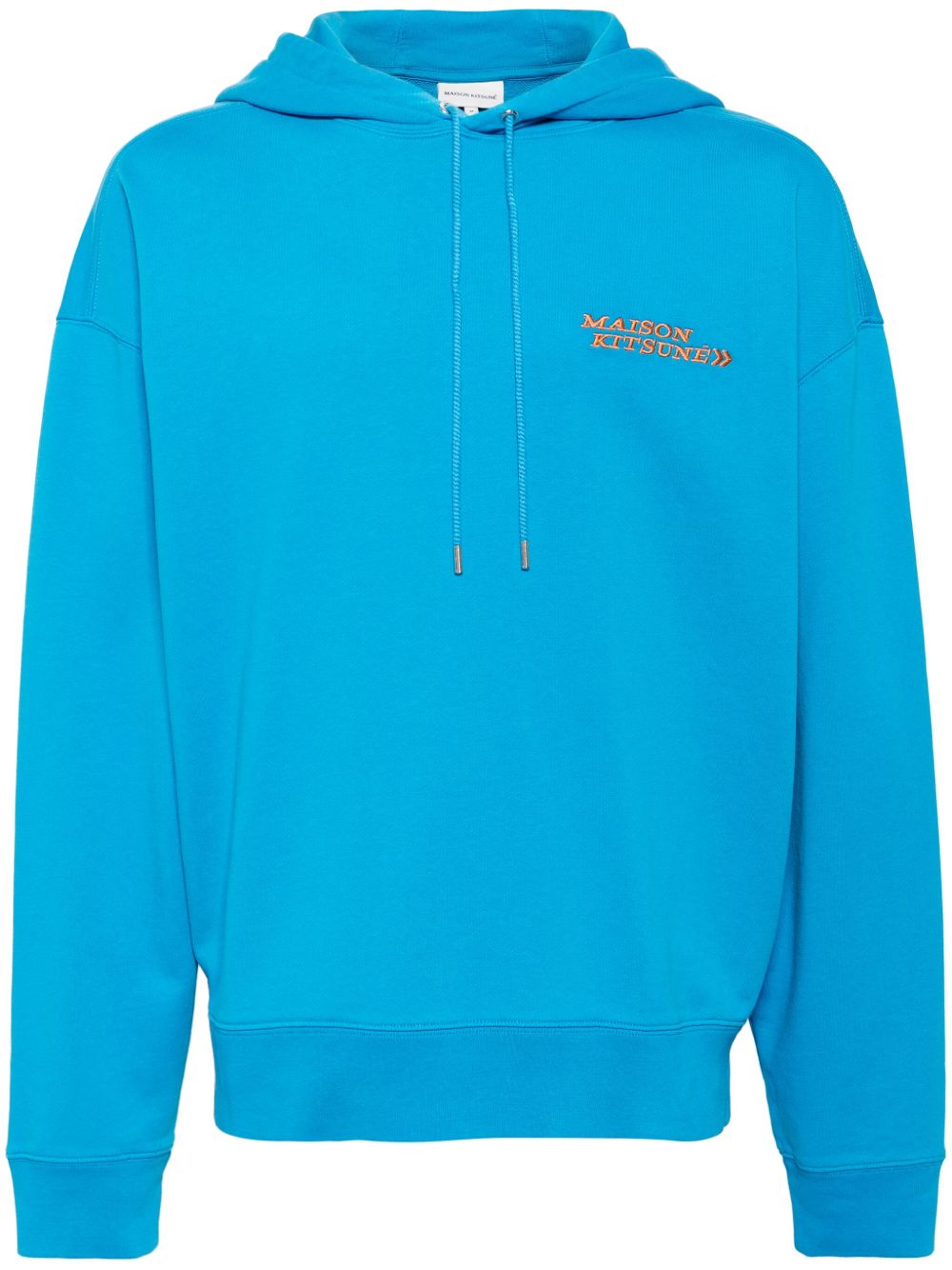 Maison Kitsuné logo刺绣棉连帽衫 - 蓝色